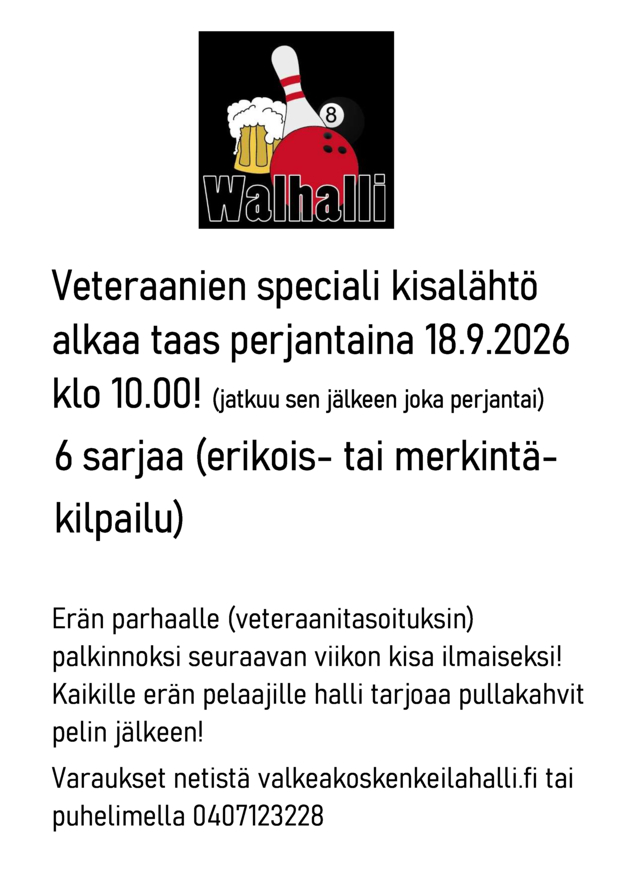 Veteraanien kisalähtö mainos